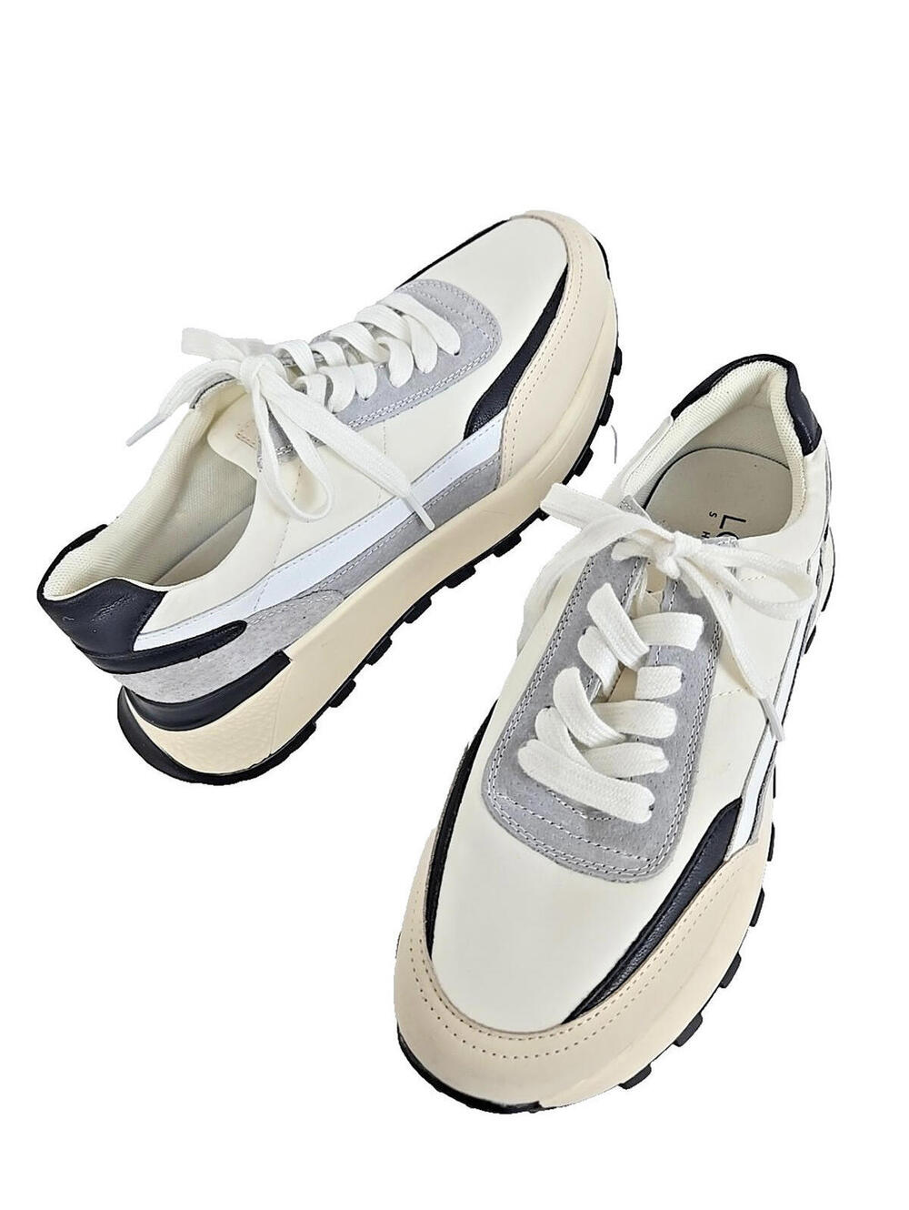 Lonza Kisskitty Athletic Sneakers Shoes Size 43/10 White Black Gray Lace Up